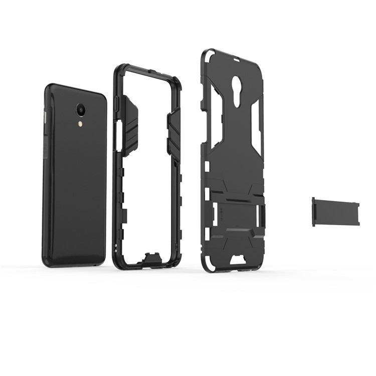 Cool Guard Kickstand Hybrid PC TPU Phone Case for Meizu M6s - Black-7