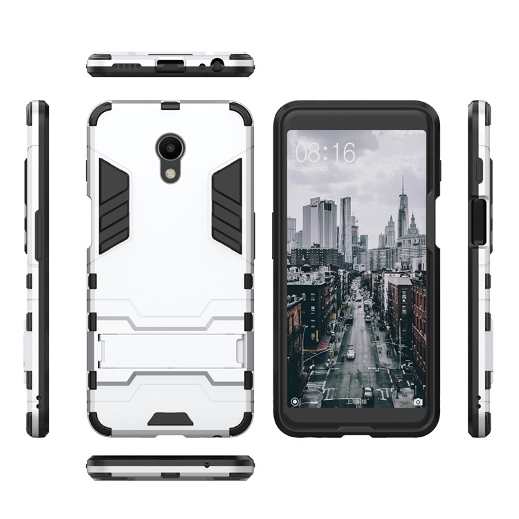 Cool Guard Kickstand Hybrid PC TPU Mobile Casing for Meizu M6s - Silver-3