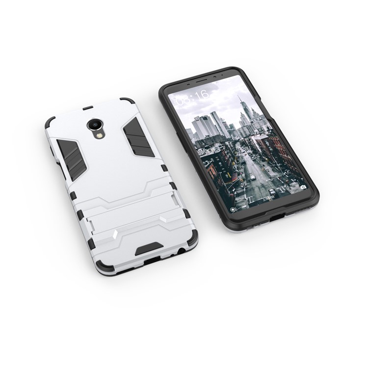 Cool Guard Kickstand Hybrid PC TPU Mobile Casing for Meizu M6s - Silver-4