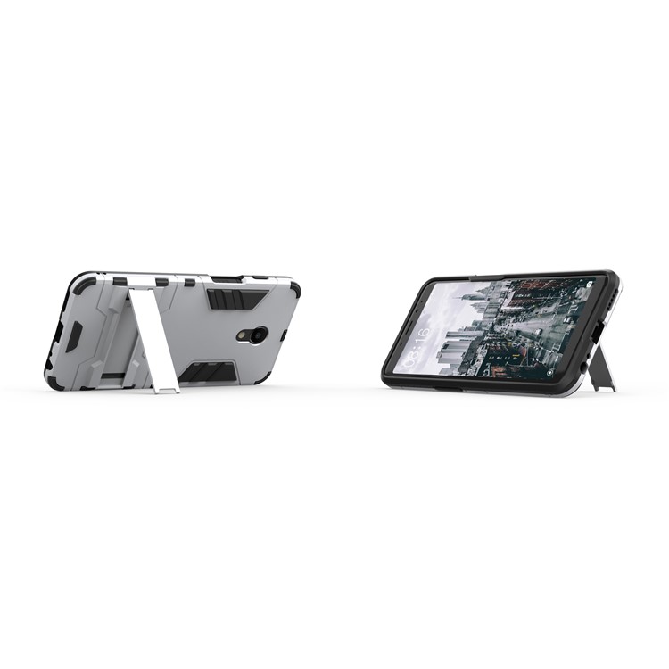 Cool Guard Kickstand Hybrid PC TPU Mobile Casing for Meizu M6s - Silver-5