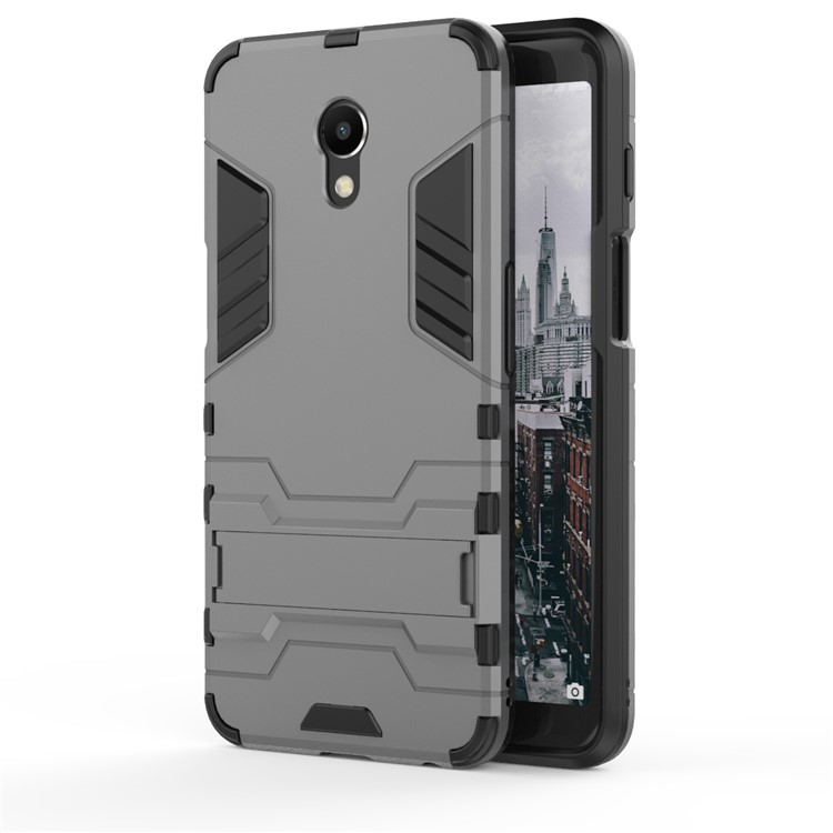 Cool Guard Kickstand Hybrid PC TPU Cell Phone Case for Meizu M6s - Grey-2