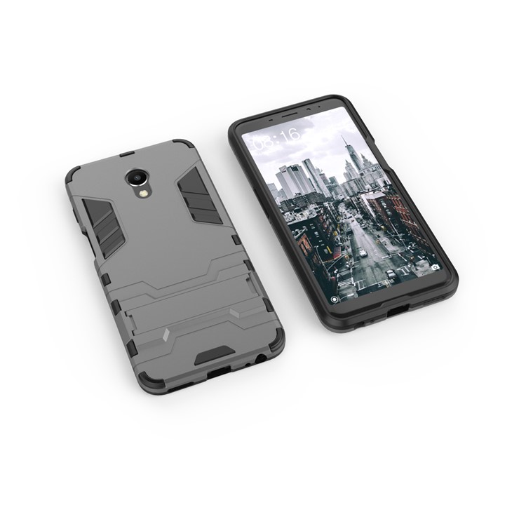 Cool Guard Kickstand Hybrid PC TPU Cell Phone Case for Meizu M6s - Grey-4