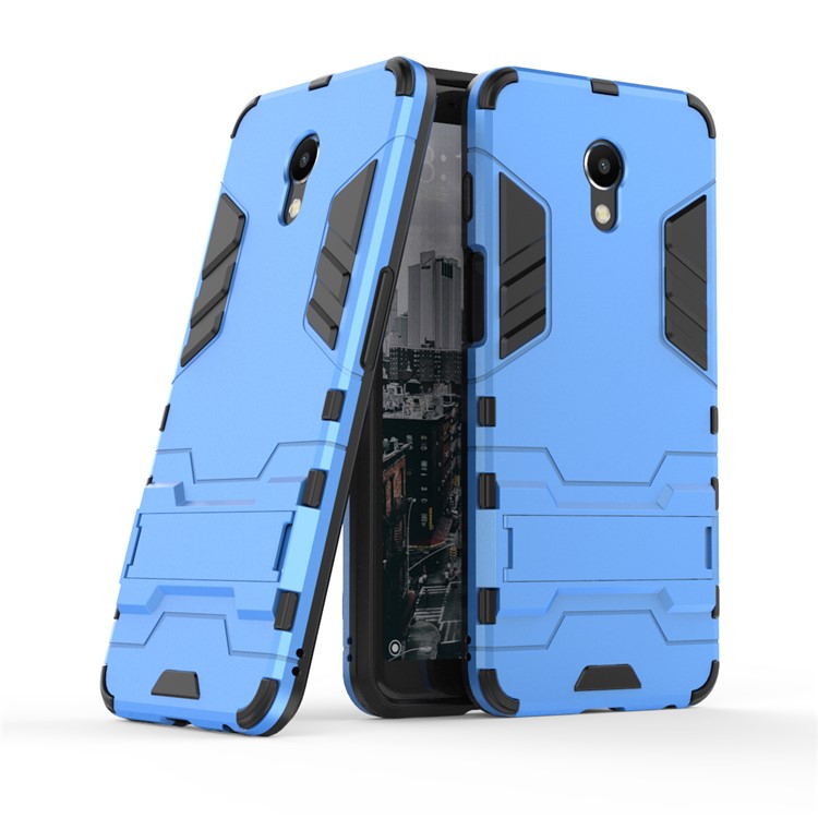 Cool Guard Kickstand Hybrid PC TPU Back Case for Meizu M6s - Baby Blue-1