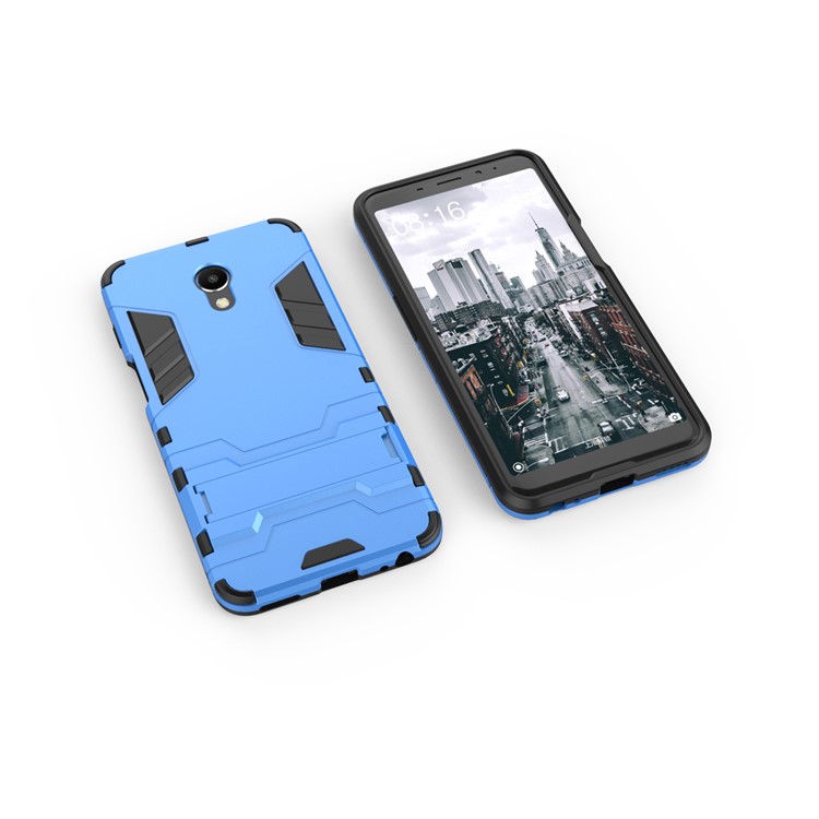 Cool Guard Kickstand Hybrid PC TPU Back Case for Meizu M6s - Baby Blue-4