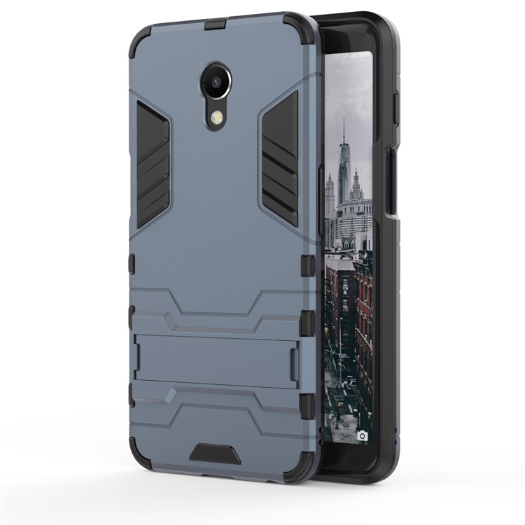 Cool Guard Kickstand Hybrid PC TPU Mobile Phone Shell for Meizu M6s - Dark Blue-2