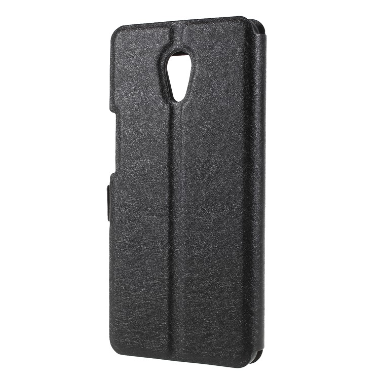 Silk Texture Dual View Window Leather Cover for Meizu M6s - Black-2