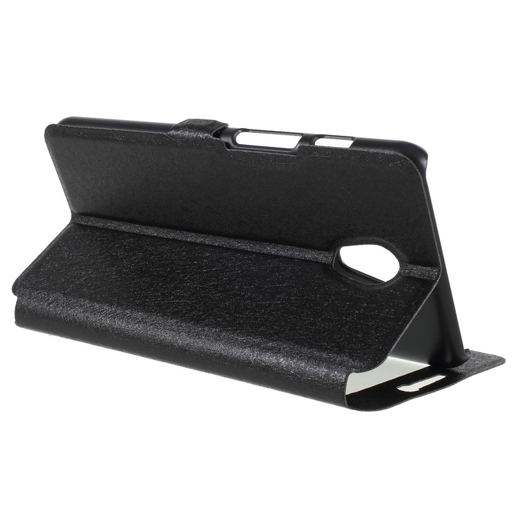Silk Texture Dual View Window Leather Cover for Meizu M6s - Black-5