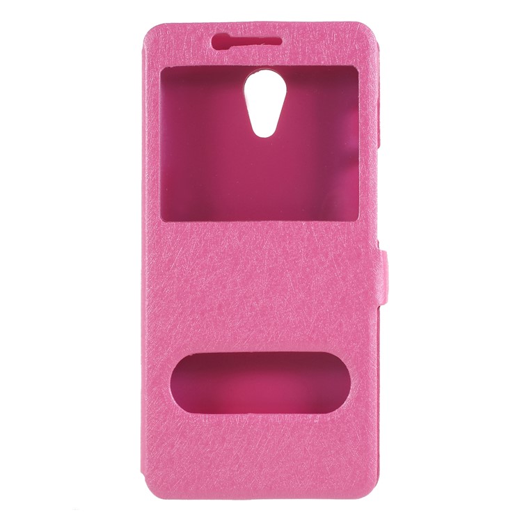 Silk Texture Dual View Window Leather Shell for Meizu M6s - Rose-1