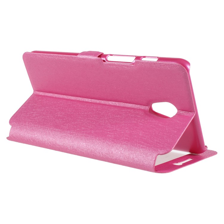 Silk Texture Dual View Window Leather Shell for Meizu M6s - Rose-5