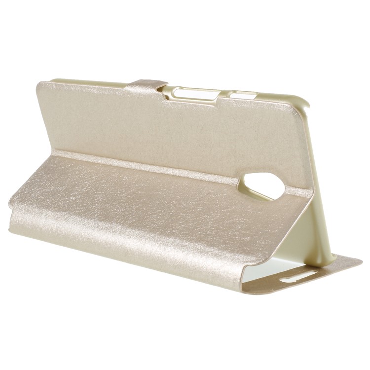 Silk Texture Dual View Window Leather Case for Meizu M6s - Gold-5