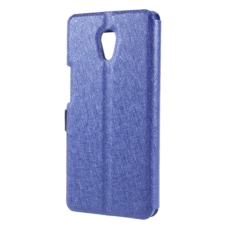 Silk Texture Dual View Window Leather Mobile Phone Cover for Meizu M6s - Blue-2