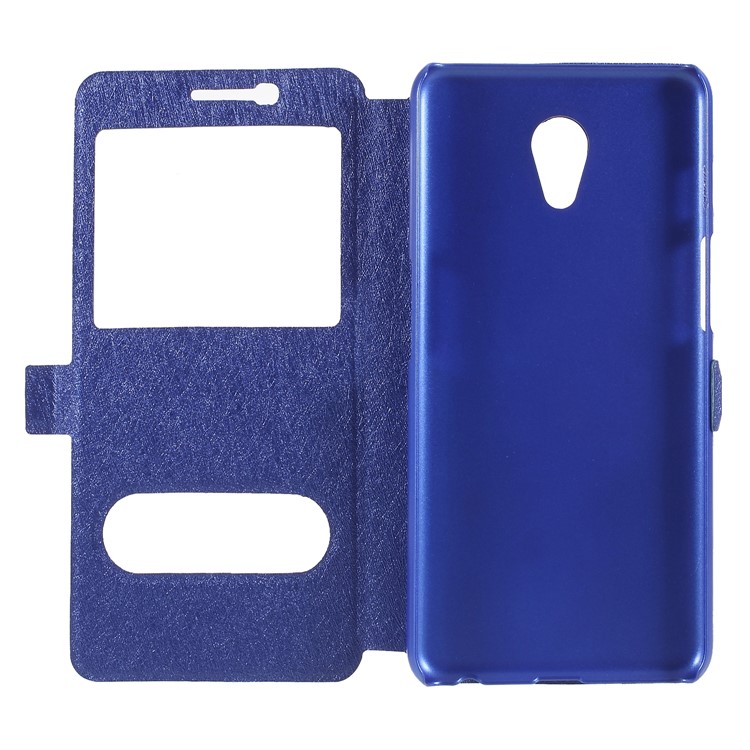 Silk Texture Dual View Window Leather Mobile Phone Cover for Meizu M6s - Blue-6