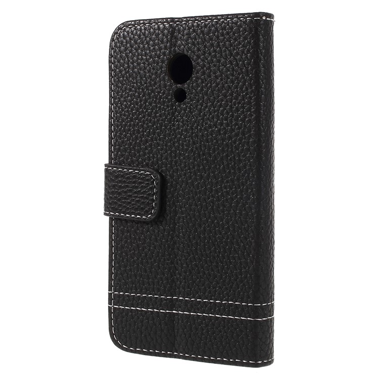 Litchi Texture Wallet Stand Leather Phone Case for Meizu A5/M5c - Black-2