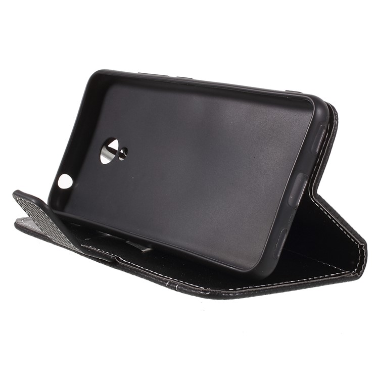 Litchi Texture Wallet Stand Leather Phone Case for Meizu A5/M5c - Black-4