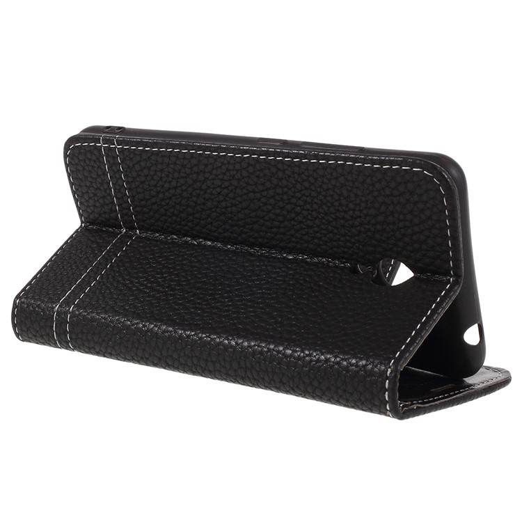 Litchi Texture Wallet Stand Leather Phone Case for Meizu A5/M5c - Black-5