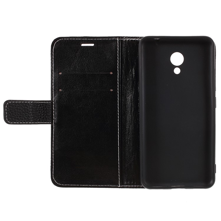 Litchi Texture Wallet Stand Leather Phone Case for Meizu A5/M5c - Black-6