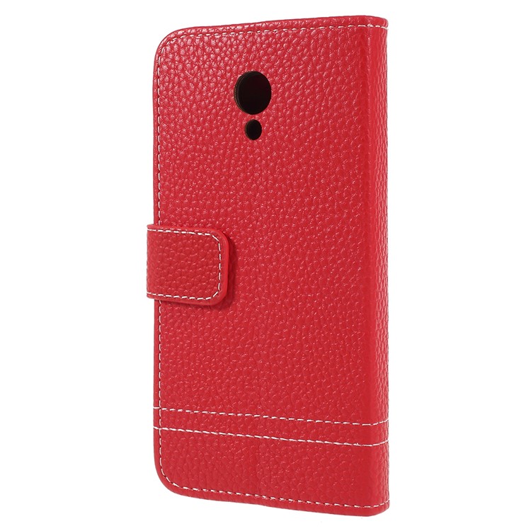 Litchi Texture Wallet Stand Leather Phone Cover for Meizu A5/M5c - Red-3
