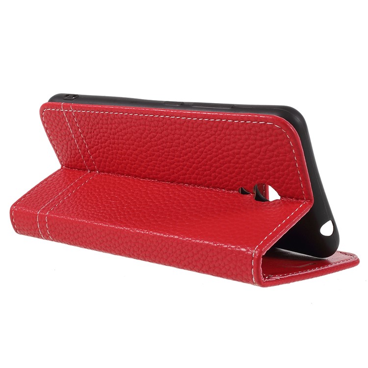 Litchi Texture Wallet Stand Leather Phone Cover for Meizu A5/M5c - Red-5