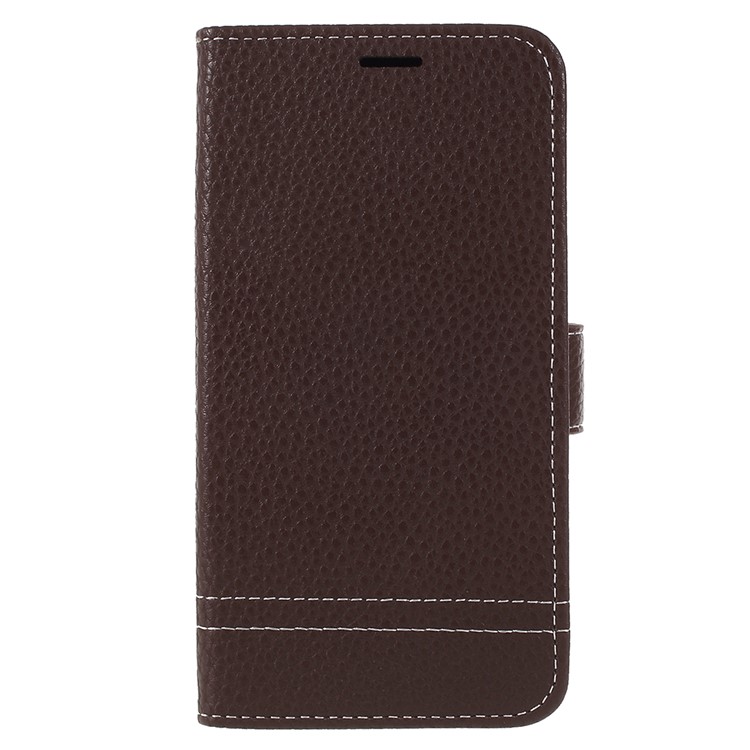 Litchi Texture Wallet Stand Leather Cell Phone Case for Meizu A5/M5c - Coffee-1