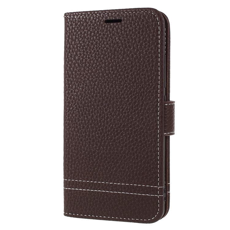 Litchi Texture Wallet Stand Leather Cell Phone Case for Meizu A5/M5c - Coffee-2