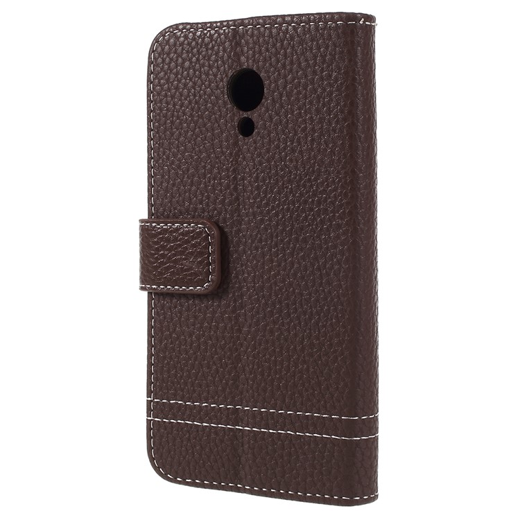 Litchi Texture Wallet Stand Leather Cell Phone Case for Meizu A5/M5c - Coffee-3
