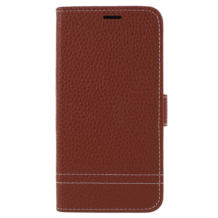 Litchi Texture Wallet Stand Leather Mobile Phone Shell for Meizu A5/M5c - Brown-1