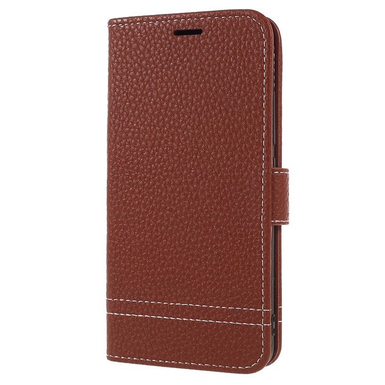 Litchi Texture Wallet Stand Leather Mobile Phone Shell for Meizu A5/M5c - Brown-2