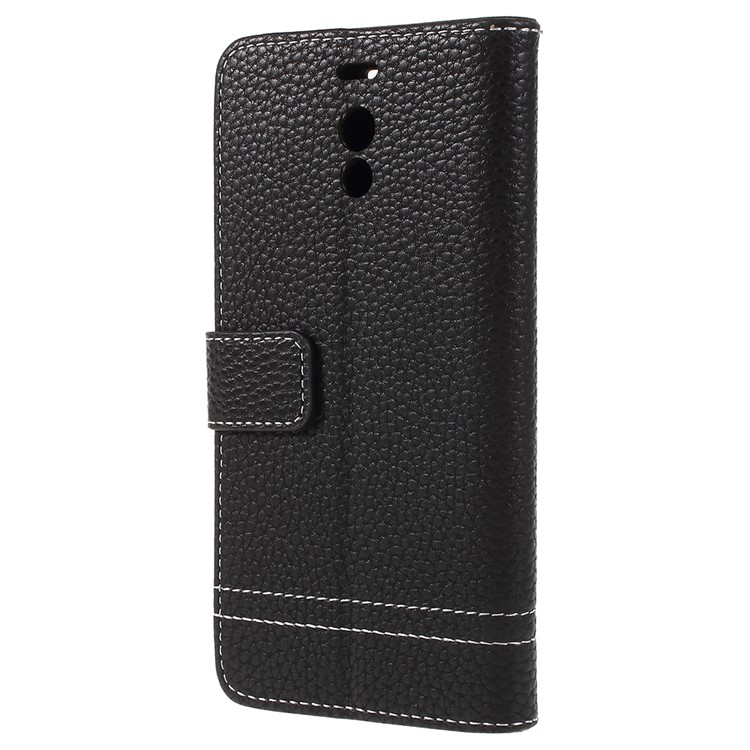 Litchi Texture Wallet Stand Leather Flip Case for Meizu M6 Note - Black-2