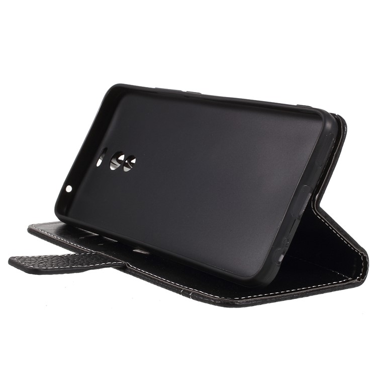 Litchi Texture Wallet Stand Leather Flip Case for Meizu M6 Note - Black-4