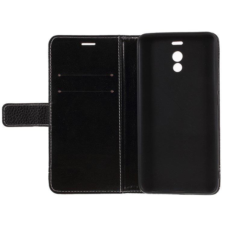 Litchi Texture Wallet Stand Leather Flip Case for Meizu M6 Note - Black-6