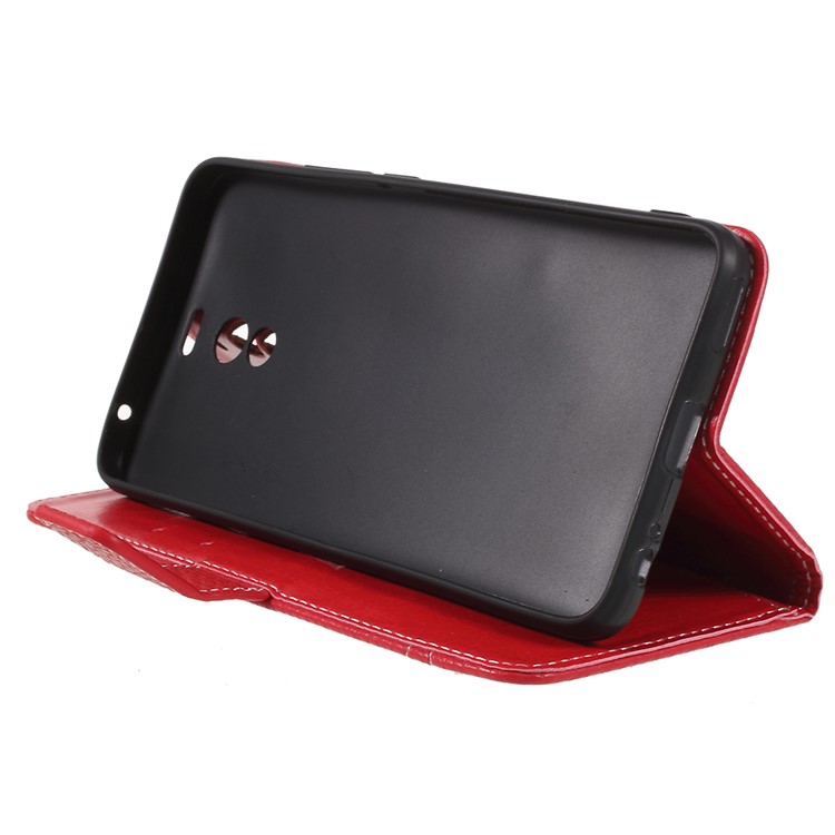 Litchi Texture Leather Wallet Stand Folio Case Accessory for Meizu M6 Note - Red-4