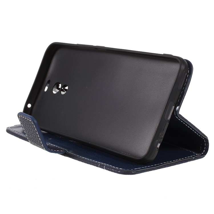 For Meizu M6 Note Litchi Grain Wallet Stand Leather Flip Cover Shell - Dark Blue-4