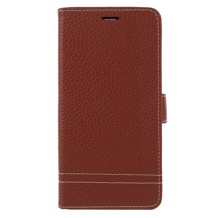 Litchi Grain Wallet Stand Leather Flip Mobile Phone Shell for Meizu M6 Note - Brown-1