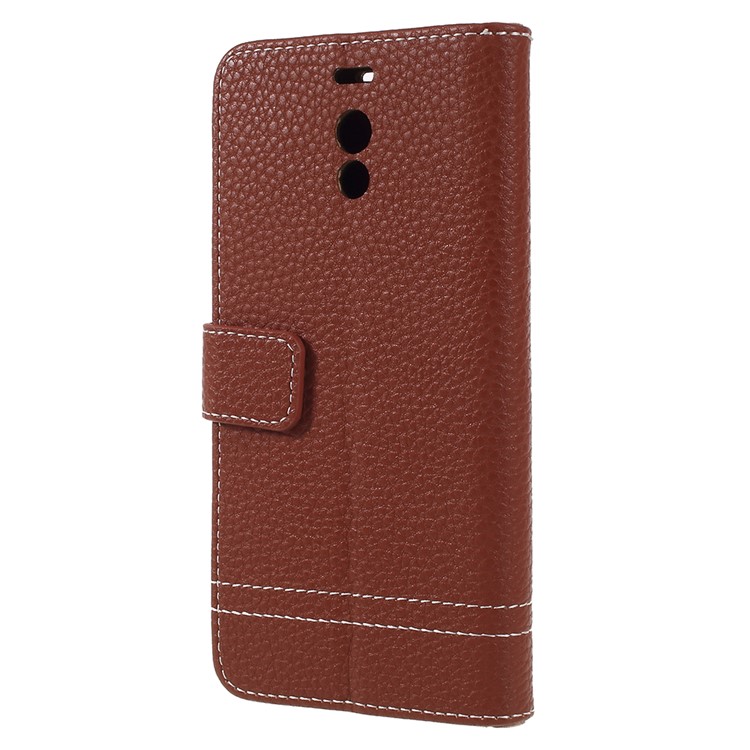 Litchi Grain Wallet Stand Leather Flip Mobile Phone Shell for Meizu M6 Note - Brown-3