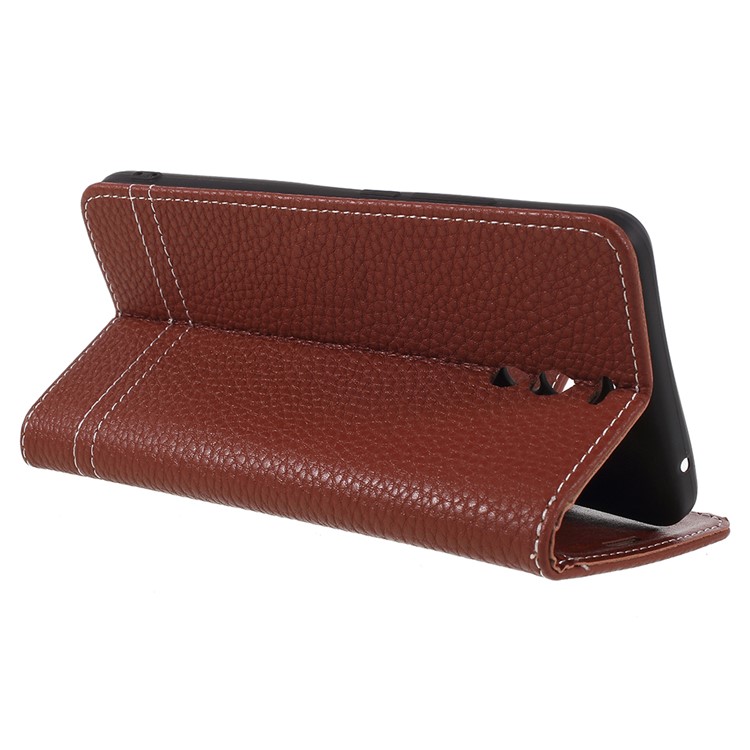Litchi Grain Wallet Stand Leather Flip Mobile Phone Shell for Meizu M6 Note - Brown-5