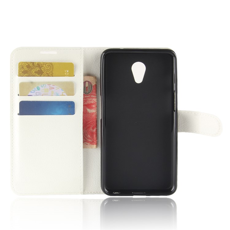 Litchi Texture Wallet Stand Leather Cover for Meizu M6s - White-3