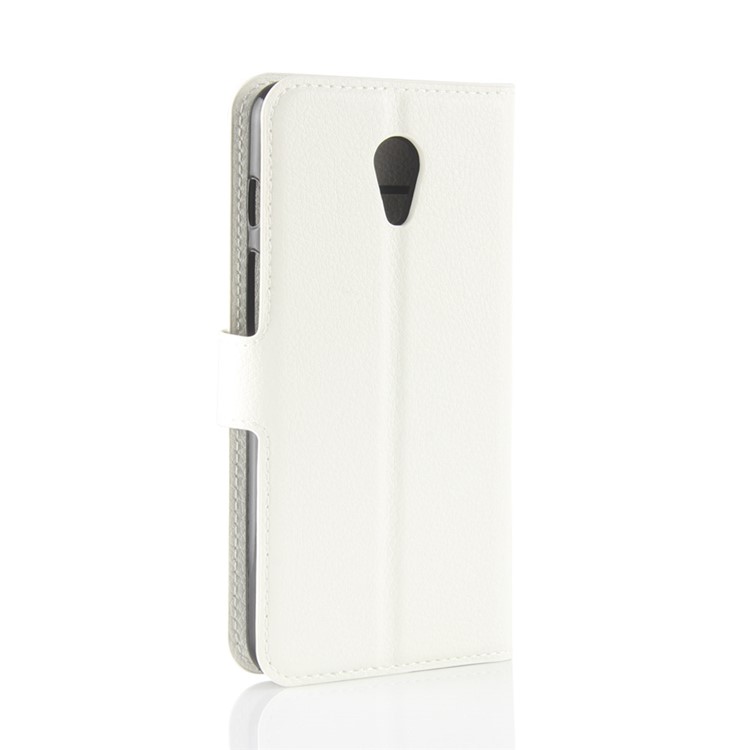 Litchi Texture Wallet Stand Leather Cover for Meizu M6s - White-6