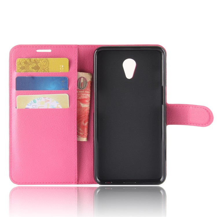 Litchi Texture Wallet Stand Leather Mobile Case for Meizu M6s - Rose-3