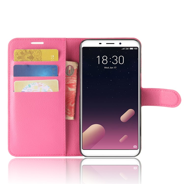 Litchi Texture Wallet Stand Leather Mobile Case for Meizu M6s - Rose-4