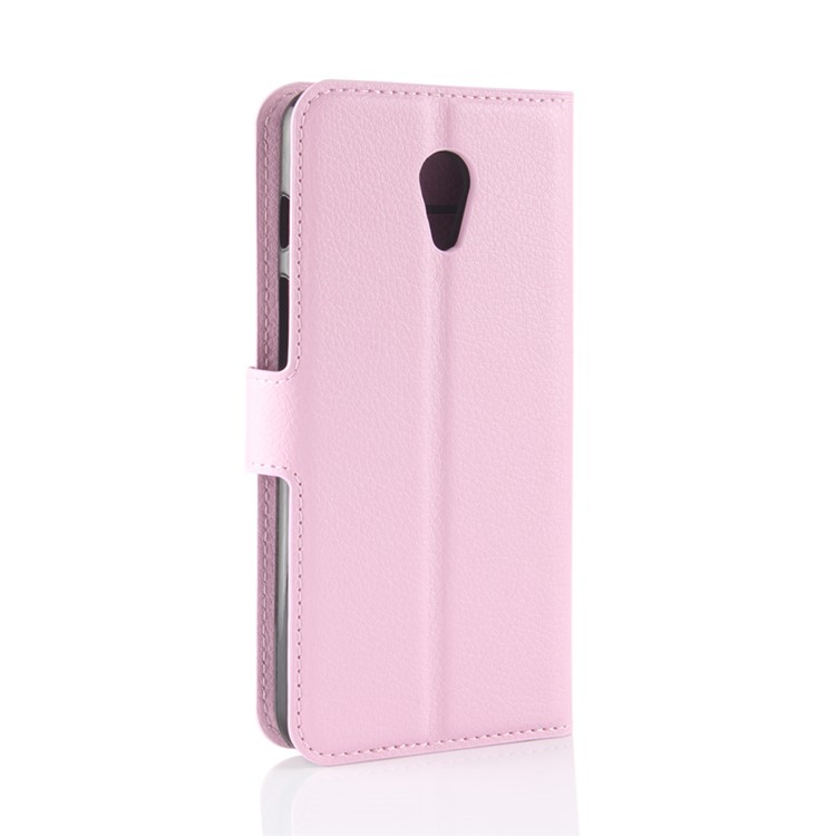 Litchi Texture Wallet Stand Leather Mobile Cover for Meizu M6s - Pink-6