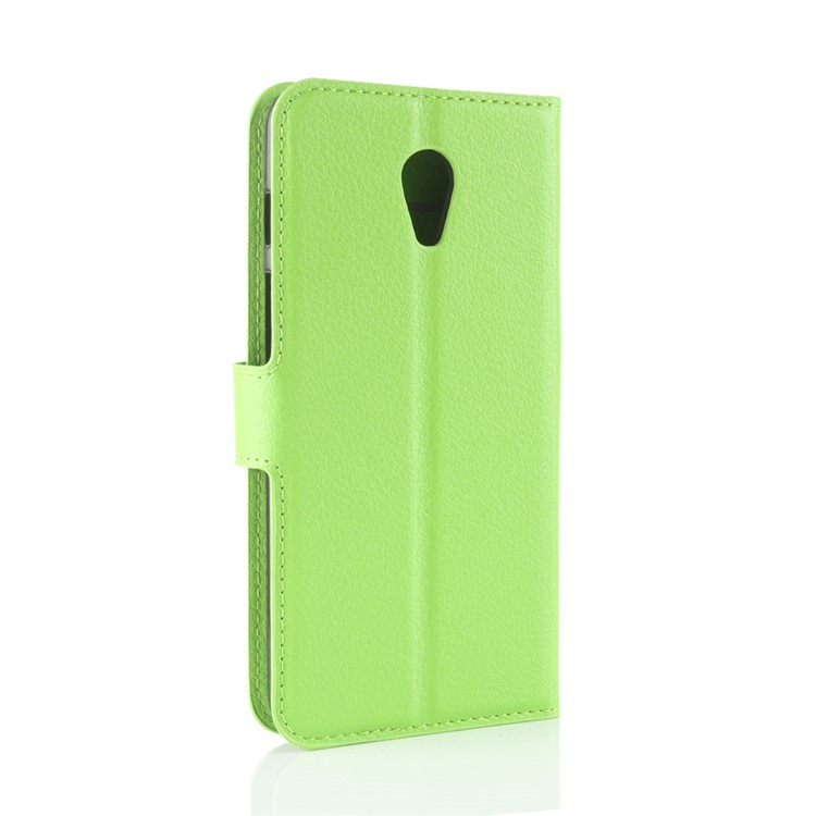 Litchi Texture Wallet Stand Leather Case Accessory for Meizu M6s - Green-6