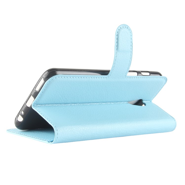 Litchi Texture Wallet Stand Leather Protector Case for Meizu M6s - Blue-5