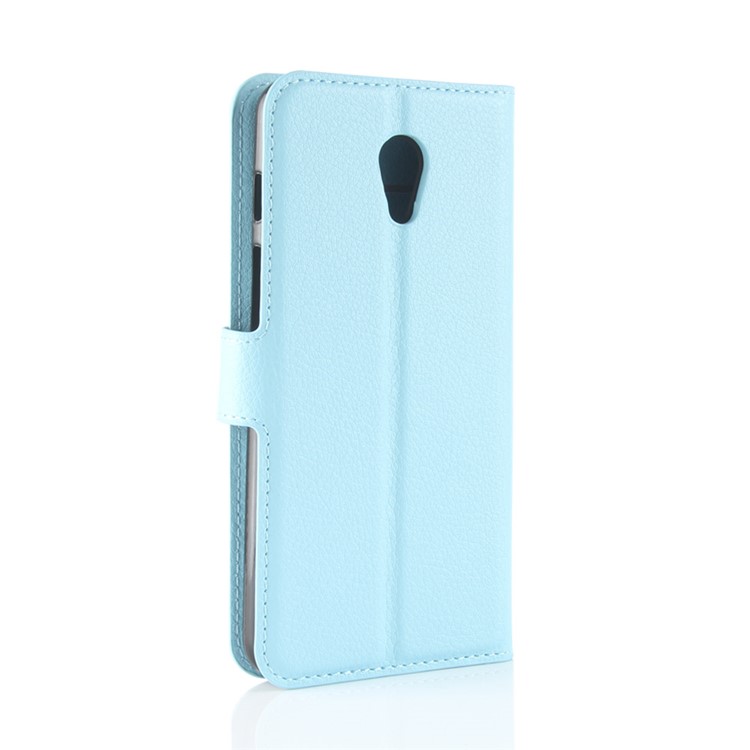 Litchi Texture Wallet Stand Leather Protector Case for Meizu M6s - Blue-6