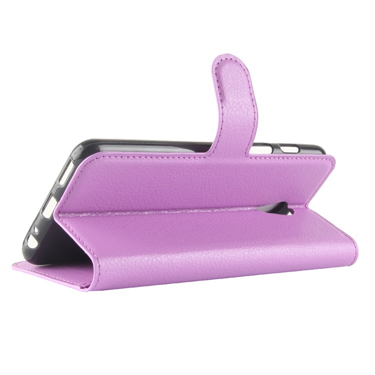 Litchi Texture Wallet Stand Leather Protector Cover for Meizu M6s - Purple-5