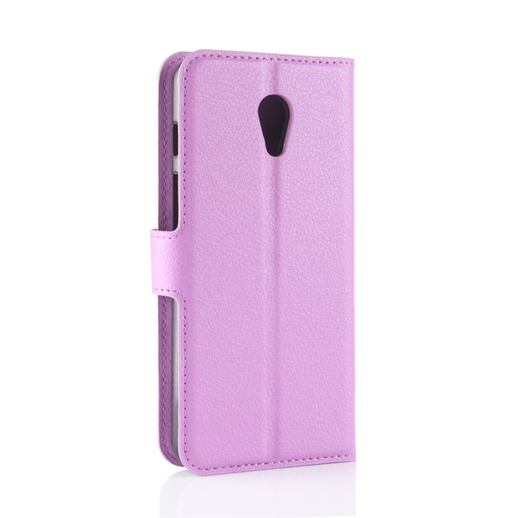 Litchi Texture Wallet Stand Leather Protector Cover for Meizu M6s - Purple-6