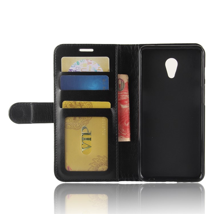 Crazy Horse Texture Leather Wallet Case with Stand for Meizu M6s - Black-5