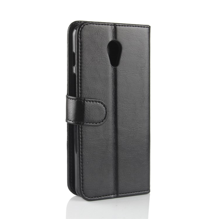 Crazy Horse Texture Leather Wallet Case with Stand for Meizu M6s - Black-8