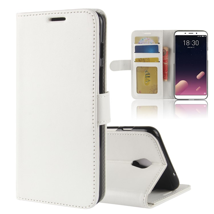 Crazy Horse Texture Leather Wallet Cover with Stand for Meizu M6s - White-1