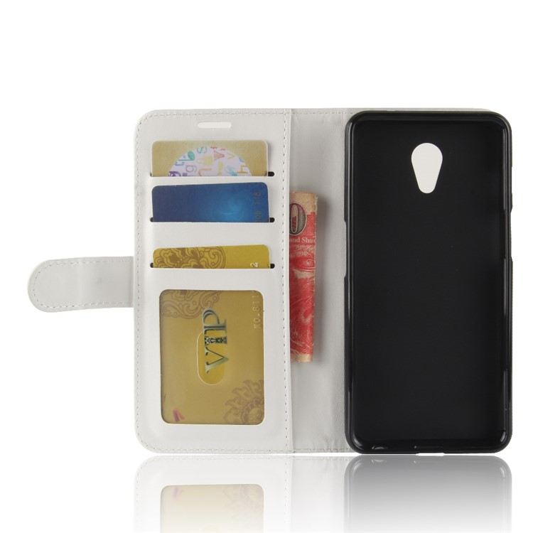 Crazy Horse Texture Leather Wallet Cover with Stand for Meizu M6s - White-5