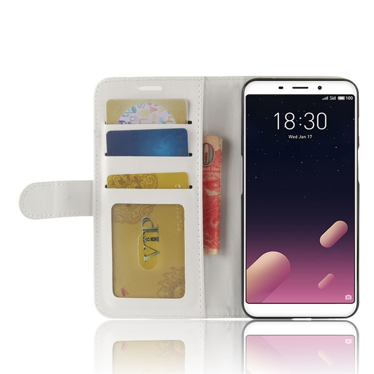 Crazy Horse Texture Leather Wallet Cover with Stand for Meizu M6s - White-6
